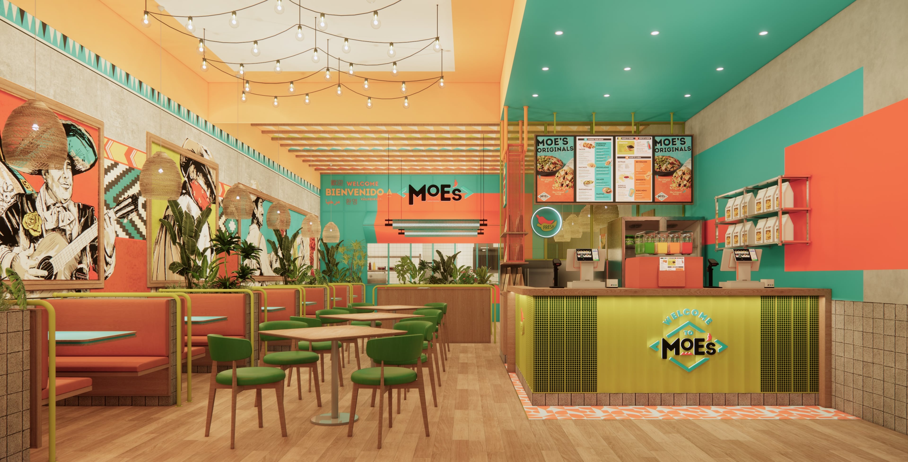 A look inside a Moe’s Casa Mexicana, which has “a clearly Mexican identity – in name, menu and guest experience,” says GoTo Foods CEO Jim Holthouser. (Courtesy of GoTo Foods)