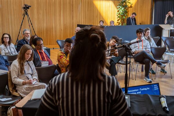 Rara Sekar, who goes by hara, performs during a session at the Skoll World Forum on Thursday, April 3, 2025, in Oxford, England. (AP Photo/Vickram Sombu)