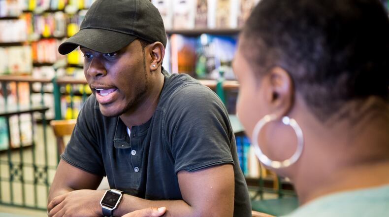 Deric McNealy, shown during a meeting of the Black Nonbelievers last fall, grew up in a Christian family that included church leaders, but he began to question things in the Bible at an early age. STEVE SCHAEFER / SPECIAL TO THE AJC