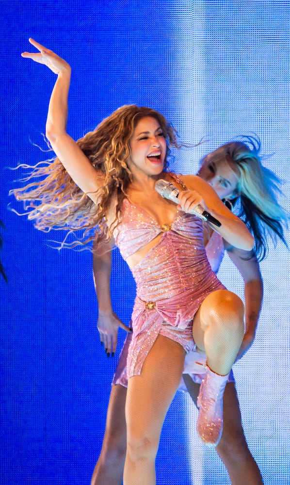 Shakira showcased songs from her latest album, “Las Mujeres Ya No Lloran,” alongside iconic hits from her extensive catalog during Monday night's show at State Farm Arena in Atlanta. (Ryan Fleisher for the AJC)