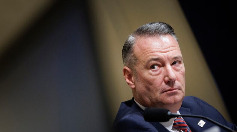 Todd Lyons, acting director of the U.S. Immigration and Customs Enforcement (ICE) testifies during a House Committee on Homeland Security oversight hearing of the Department of Homeland Security: ICE CBP and USCIS, on Capitol Hill, Tuesday, Feb. 10, 2026, in Washington. (AP Photo/Tom Brenner)