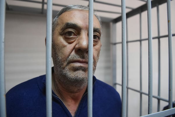FILE - Bakir Safarov, a native of Azerbaijan, who faces murder charges as part of a Russian probe into several murders that caused outrage in Azerbaijan, attends a court hearing in Yekaterinburg, Russia, Tuesday, July 1, 2025. (AP Photo, File)