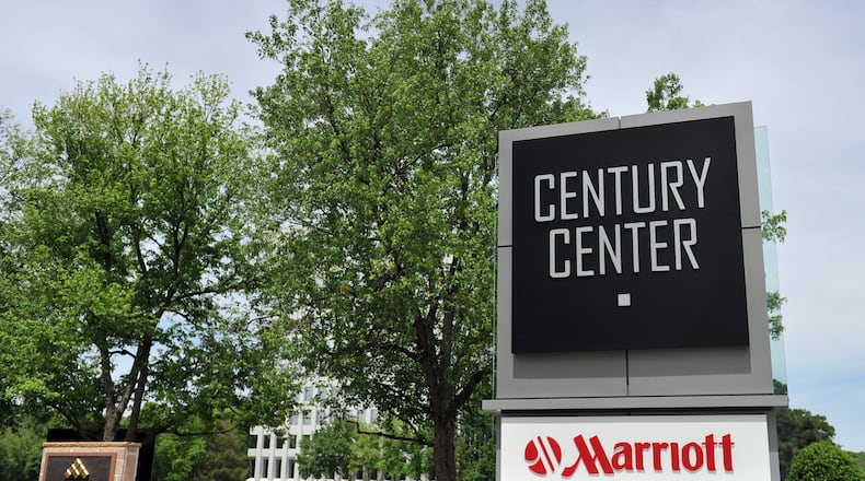 The Marriott hotel and the Highwoods building are part of the Century Center office complex in Chamblee that can be seen from I-85. BRANT SANDERLIN /BSANDERLIN@AJC.COM .