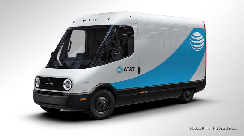 A rendering of a Rivian electric van in AT&T livery. SPECIAL: Rivian and AT&T