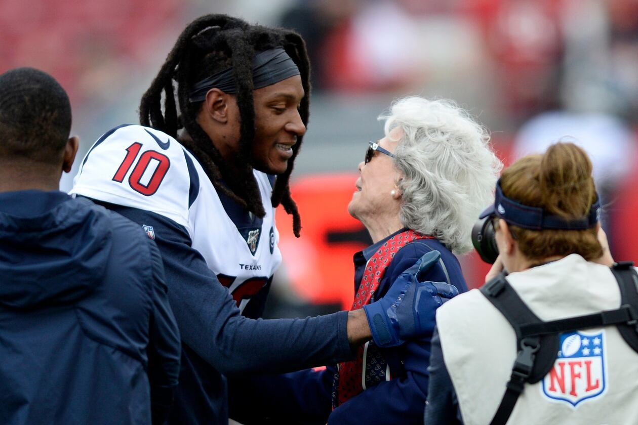 FILE - Houston Texas wide receiver DeAndre Hopkins, pictured in December 2019, was hired by Georgia Tech as an assistant wide receivers coach on July 31. He has helped the team's receivers develop. (Jason Behnken/AP File)