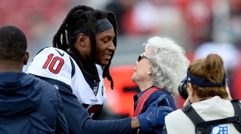 FILE - Houston Texas wide receiver DeAndre Hopkins, pictured in December 2019, was hired by Georgia Tech as an assistant wide receivers coach on July 31. He has helped the team's receivers develop. (Jason Behnken/AP File)