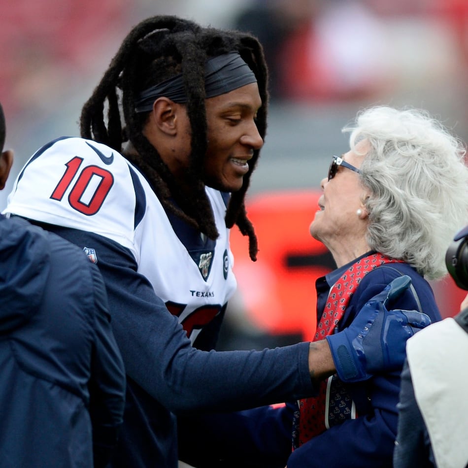 FILE - Houston Texas wide receiver DeAndre Hopkins, pictured in December 2019, was hired by Georgia Tech as an assistant wide receivers coach on July 31. He has helped the team's receivers develop. (Jason Behnken/AP File)