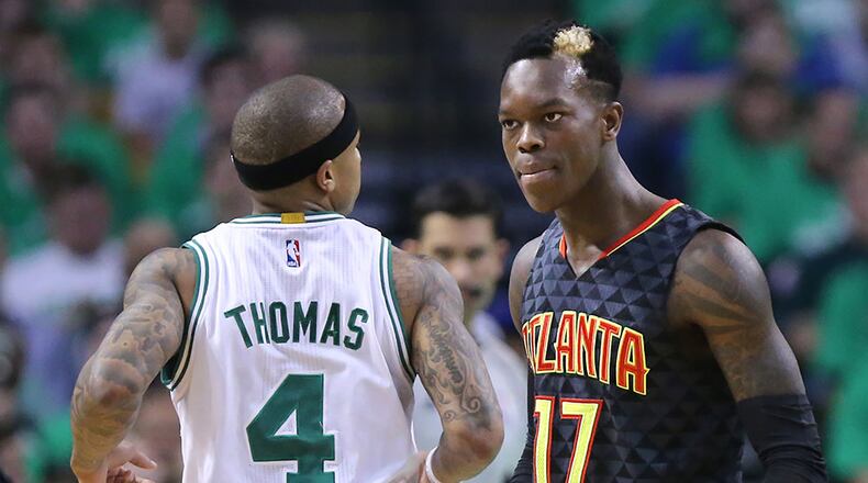 The Hawks' Dennis Schroder and the Celtics' Isaiah Thomas had a rivalry during the first round of the NBA playoffs.