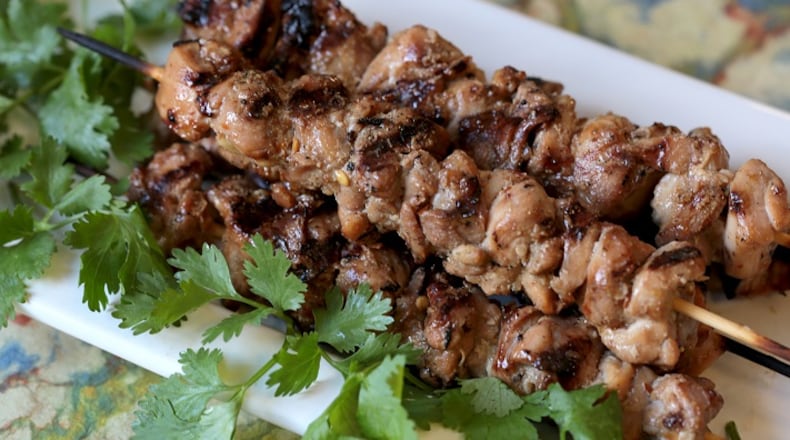 Honey Porter-Glazed Chicken Skewers. (Jessica J. Trevino/Detroit Free Press/TNS)