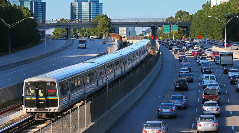 MARTA is Atlanta's rapid transit system. MARTA's rail lines extend north, south, east and west of downtown and are accessible at 38 stations. Hundreds of buses carry riders throughout Fulton and DeKalb counties. More than 400,000 people a day ride MARTA.