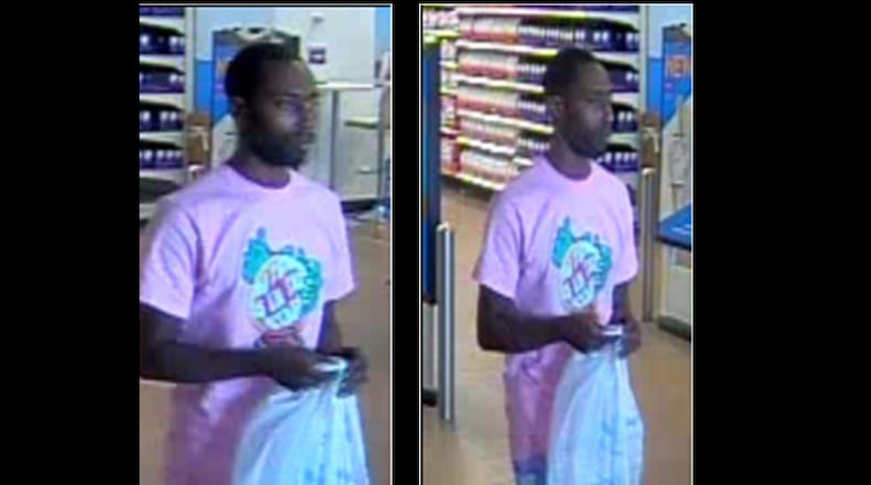 Gwinnett County police believe this man stole credit and debit cards from a car at Little Mulberrry Park and used them at a nearby Walmart.