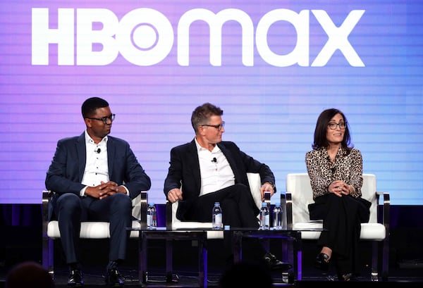 FILE - In this Jan. 15, 2020, file photo, EVP of Content Acquisitions for TNT, TBS, truTV, HBO & HBO MAX Michael Quigley, from left, Chief Content Officer, HBO MAX and President, TNT,TBS, & truTV Kevin Reilly and Head of Original Content , HBO MAX Sarah Aubrey appear at the HBO Max Executive Sessions panel during the HBO TCA 2020 Winter Press Tour at the Langham Huntington in Pasadena, Calif. (Photo by Willy Sanjuan/Invision/AP, File)