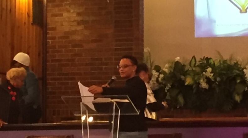 Mitzi Bickers giving a sermon recently in her church, Emmanuel Baptist Church in Atlanta. Documents released by the city of Atlanta Thursday confirm Bickers is part of the federal bribery investigation at City Hall.