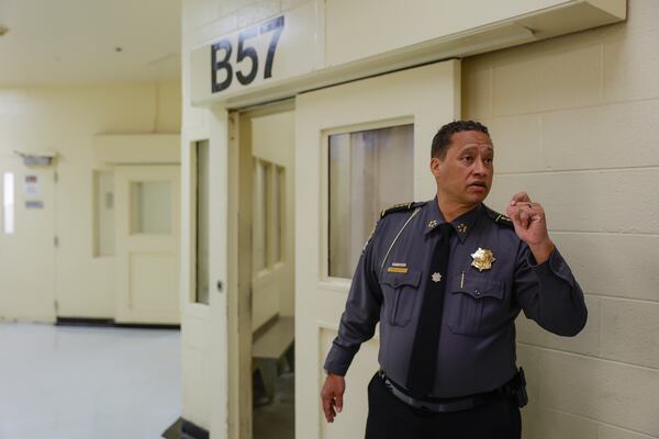 Sheriff Patrick Labat gives a tour of the Fulton County Jail in March. File Photo. (Natrice Miller/ natrice.miller@ajc.com)