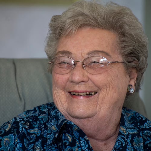 Gretna Van Fleet smiles during an interview at her home in Frankenmuth, Mich, Monday, Jan. 14, 2019. (Kaytie Boomer/Saginaw News via AP)
