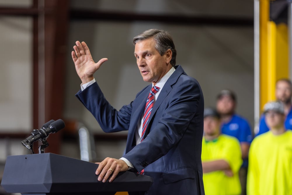 Republican U.S. Senate candidate Derek Dooley spoke at ALTA Refrigeration in Peachtree City on Thursday.