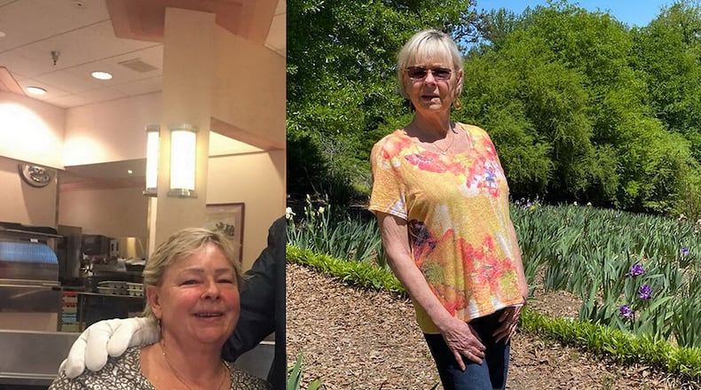 In the photo on the left, taken in January 2019, Stephanie Mills weighed 170 pounds. In the photo on the right, taken in April, she weighed 140 pounds. (Photos contributed by Stephanie Mills)