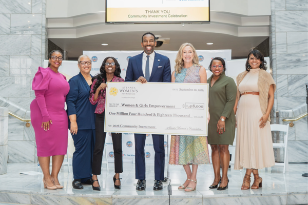 Atlanta Mayor Andre Dickens (center) with city and Atlanta Women's Foundation officials during the organization's annual Community Investment Celebration on Thursday, Sept. 10, 2026, in Atlanta. (Courtesy of the Atlanta Women's Foundation)