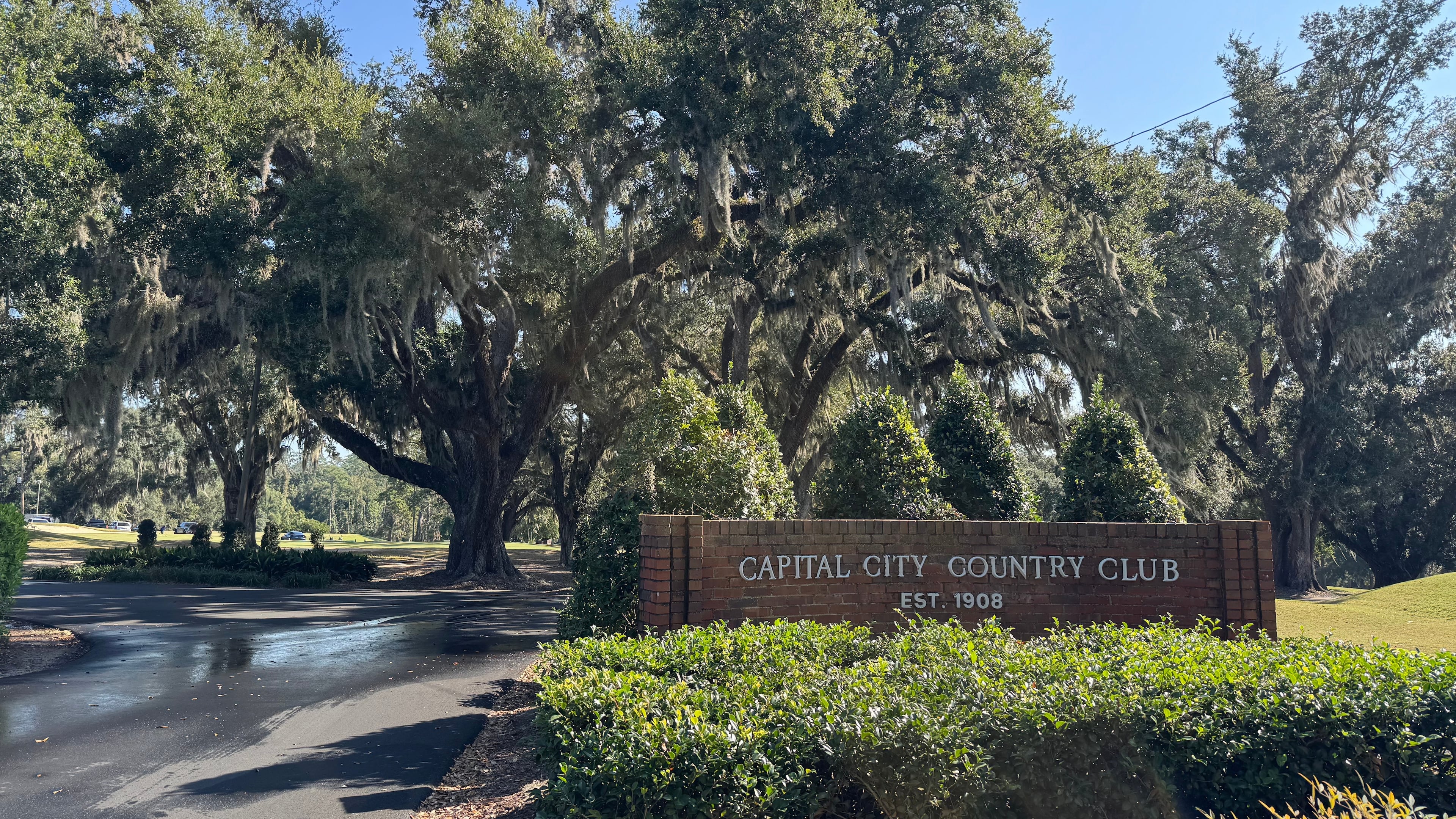 A sign for the Capital City Country Club stands, Oct. 22, 2025 in Tallahassee, Fla. (AP Photo/Kate Payne)