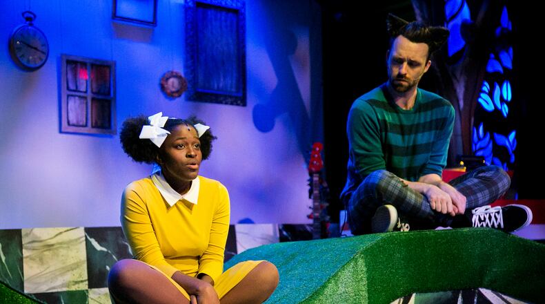 Ja'Siah Young  is Alice and Danny Crowe is the Cheshire Cat in Synchronicity Theatre's "Wonderland: Alice’s Rock ‘n’ Roll Adventure.”