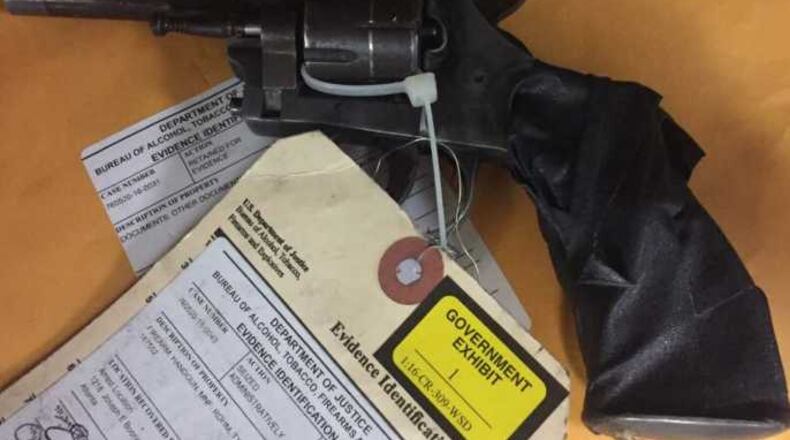 This gun was submitted as evidence against felon Jeff North in an Atlanta carjacking that left one man injured in March 2015.