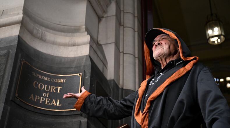 Uncle Robbie Thorpe speaks outside the Victoria state Supreme Court of Appeal in Melbourne, Australia, Wednesday, June 3, 2026. (James Ross/AAP Image via AP)