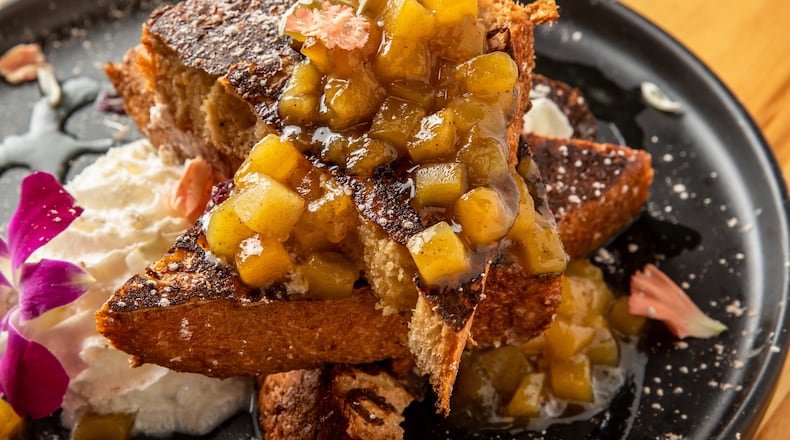 Belle & Lily’s Caribbean Brunch House’s Mango French Toast. (Courtesy of Belle & Lilly’s/Bites & Bevs)