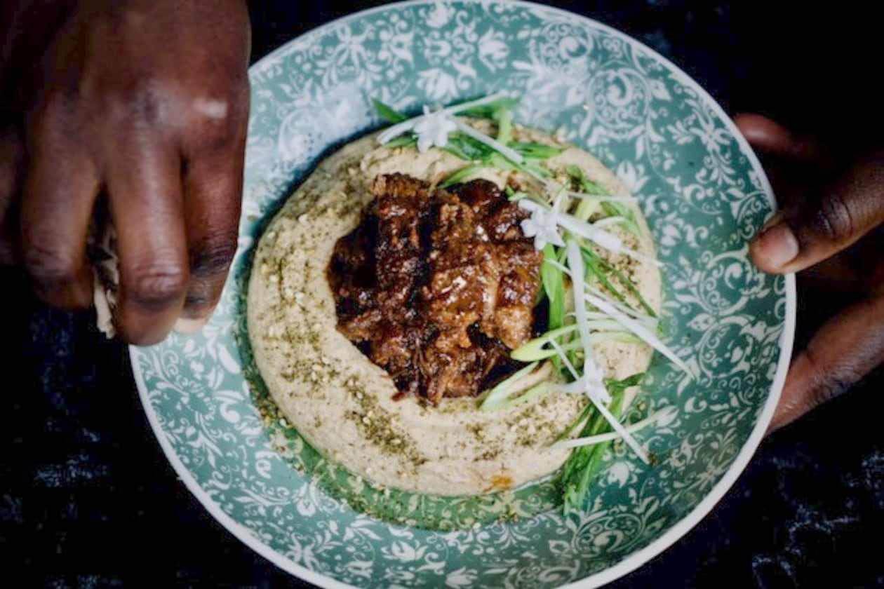 Oxtail hummus from Apt 4B, now closed in Buckhead while the restaurant searches for a new space.
