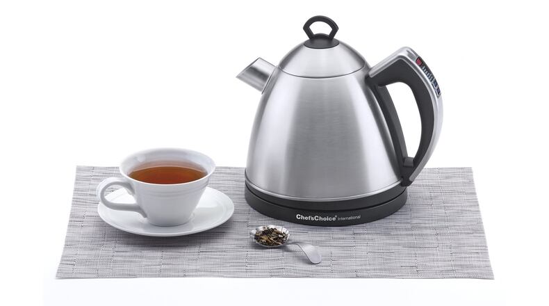 Many electric water boilers and stovetop kettles have one setting -boil - which makes the water too hot for many varieties of tea. Chef’s Choice International SmartKettle cordless electric kettle is faster and more efficient than a microwave and has a choice of six heat settings: delicate, green, white and oolong for tea, plus a French press setting to correctly heat water for French press coffee pots, and boil. Works at all altitudes, holds 1.4 liters of water, and beeps when set temperature is reached. $99.99. www.chefschoice.com (Chef’s Choice)