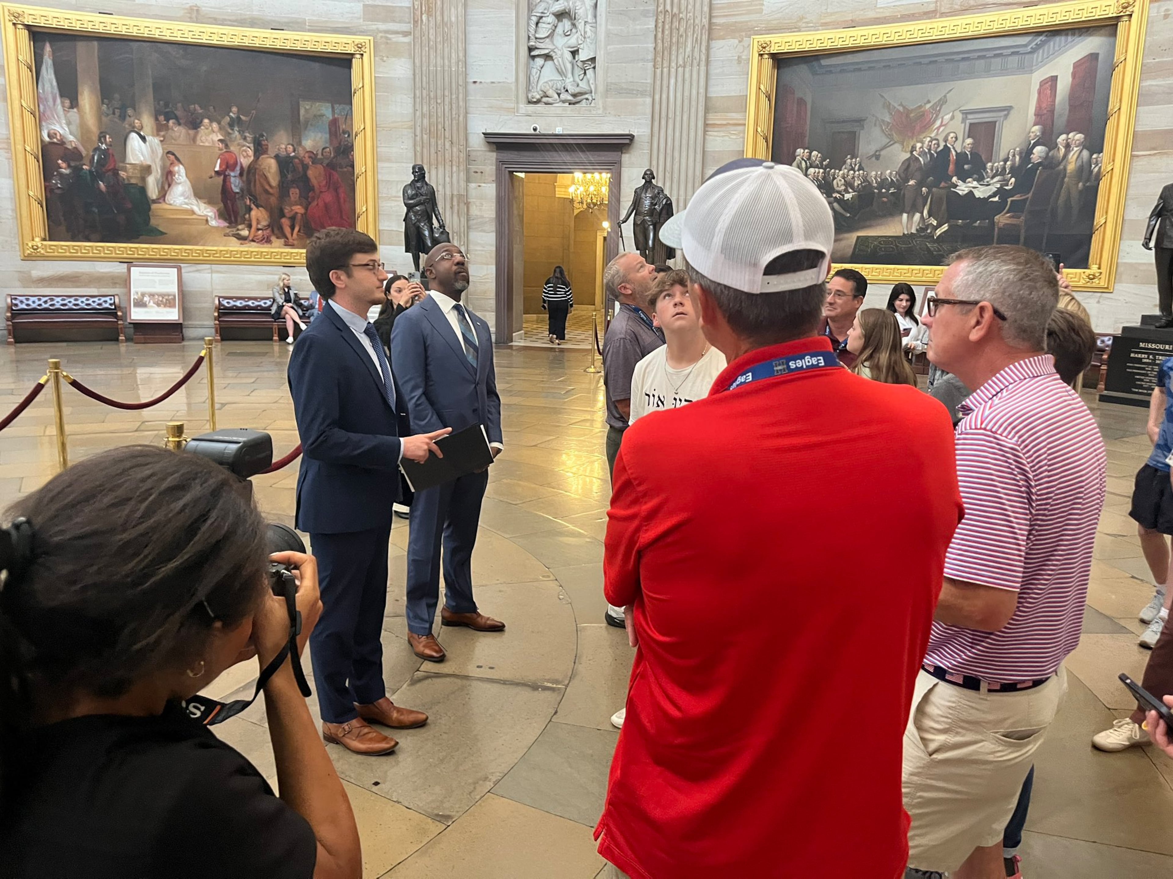 U.S. Sen. Raphael Warnock, D-Ga., conducted a tour of the Capitol in Washington for students from Vidalia, Ga., on Tuesday.