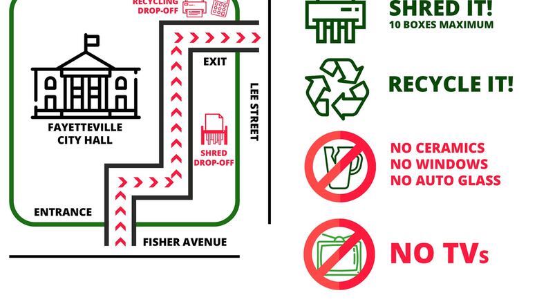 Paper, glass and electronics will be accepted for recycling near Fayetteville City Hall Saturday. Courtesy City of Fayetteville