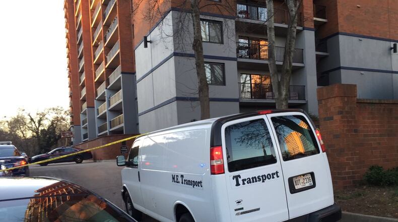 Atlanta police were investigating Saturday an apparent fatal fall at the 2460 Peachtree Apartments. (Credit: Channel 2 Action News)