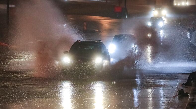 January 9, 2024 Atlanta: Motorists were greeted with standing water across Techwood Drive NW at 16th Street as Thunderstorms blanketed metro Atlanta on Tuesday morning, Jan.9, 2024 as temperatures rose late in the morning. A tornado warning was briefly issued for Fulton, DeKalb and Clayton counties shortly before 8:30 a.m., and tornado sirens were heard in Decatur. It was canceled as the storm “moved into less intense environments,” Channel 2 Action News meteorologist Eboni Deon said. Additionally, the Federal Aviation Administration has a ground delay on flights bound for Hartsfield-Jackson International Airport, causing delays averaging about an hour for some arriving flights. Some Delta flights have been canceled and more than 200 have been delayed, along with dozens of Southwest flight delays, according to FlightAware.com. Hartsfield-Jackson advised travelers to monitor the weather and check their flight status. Wednesday and Thursday will be much drier, but storms return Friday before drying out again for the weekend. (John Spink / John.Spink@ajc.com)