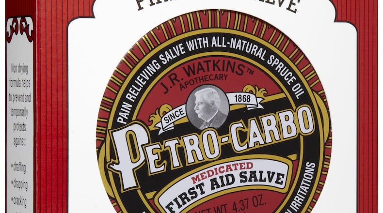 J.R. Watkins Petro-Carbo medicated first aid salve contains petrolatum and the pain reliever phenol, which are the same ingredients that comprised Medicated Vaseline.