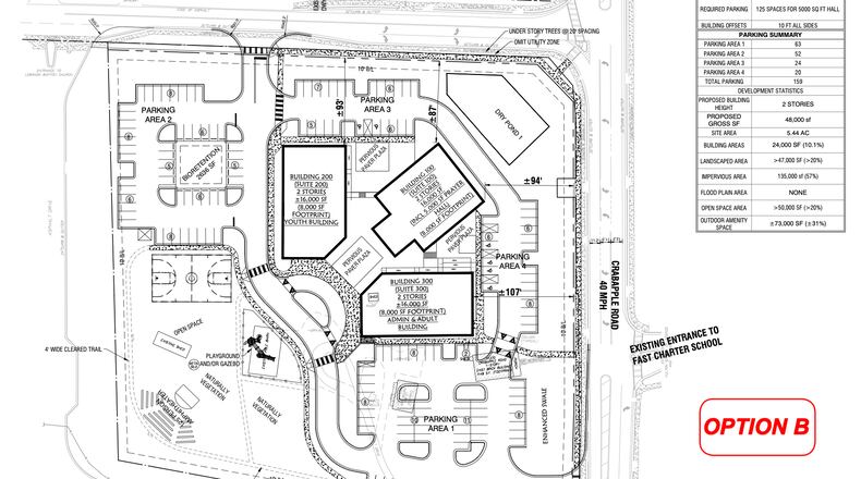 Roswell Community Masjid will build three 16,000-square-foot buildings connected by a courtyard at 11370 Crabapple Road as a new place of worship. (Courtesy City of Roswell)