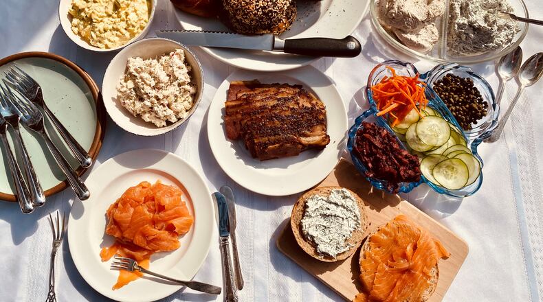A proper spread from Dear Friend, Bagel should include egg salad, whitefish salad, Staplehouse pastrami, lox and all the spreads and accoutrement.
Wendell Brock for The Atlanta Journal-Constitution