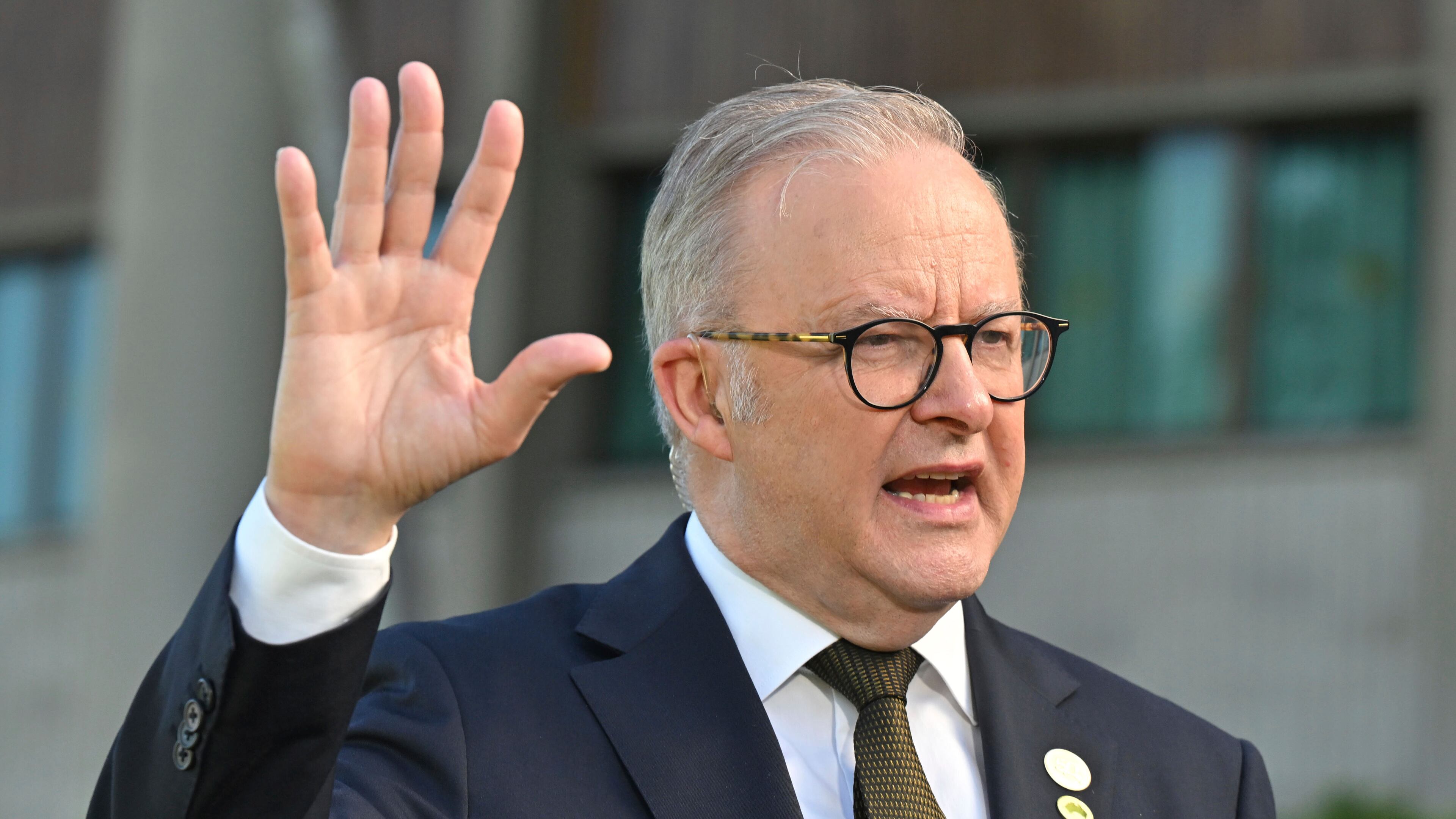Australia's Prime Minister Anthony Albanese is interviewed for breakfast television in Port Moresby, Papua New Guinea, Tuesday, Sept. 16, 2025. Papua New Guinea celebrates 50 years of independence. (Mick Tsikas/AAP Image via AP)
