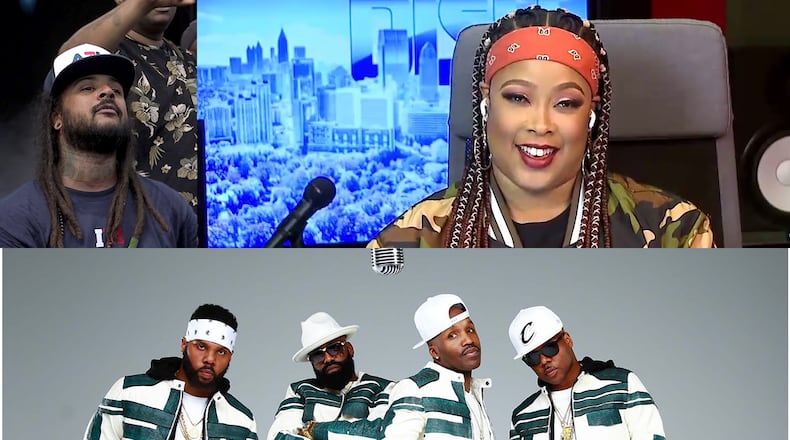The Peach Drop 2023 will feature Atlanta acts Youngbloodz (top left), Da Brat (top right) and Jagged Edge. AJC file photo/Dish Nation/Publicity photo