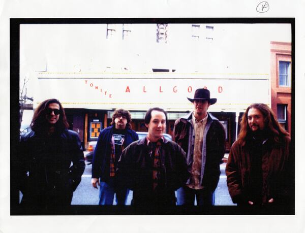 Clay Fuller, center, and his Allgood bandmates in front of the Georgia Theatre in Athens in 1993. (Courtesy Clay Fuller)