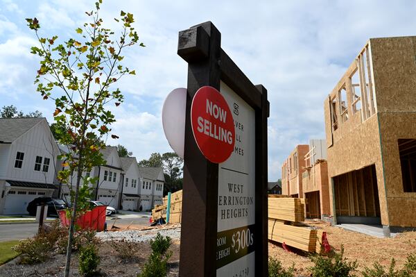 Homes under construction in Silver Hill Homes, Wednesday, September 17, 2025, in Lawrenceville.