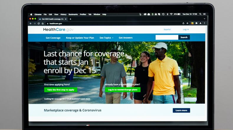 FILE - The healthcare.gov website is seen on Dec. 14, 2021, in Fort Washington, Md. (AP Photo/Alex Brandon, File)