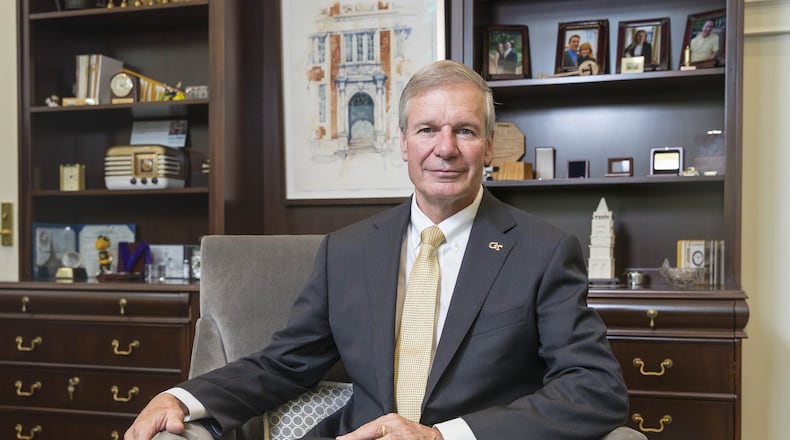 Georgia Institute of Technology President Bud Peterson poses for a portrait in his office on the Georgia Tech campus in Atlanta, Monday, August 20, 2018. (ALYSSA POINTER/ALYSSA.POINTER@AJC.COM)