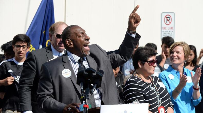 DeKalb County School District Superintendent Steve Green gives remarks during a press conference at Cross Keys High School to celebrate the E-SPLOST passage on May 25, 2016. AJC file photo KENT D. JOHNSON/KDJOHNSON@AJC.COM