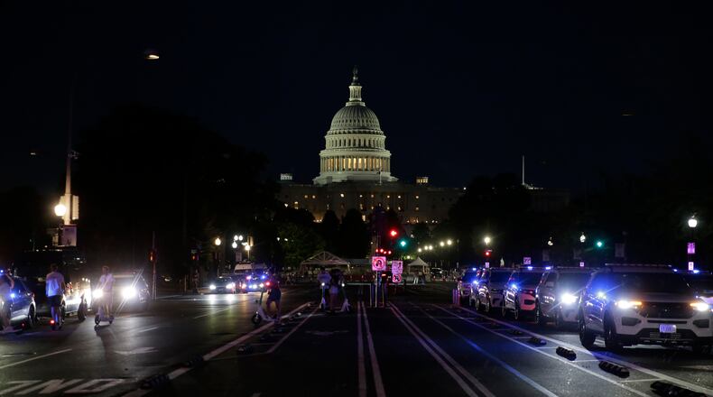 The U.S. Capitol is seen during Independence Day events honoring the nation's 250th anniversary, Saturday, July 4, 2026, in Washington. (AP Photo/Rahmat Gul)