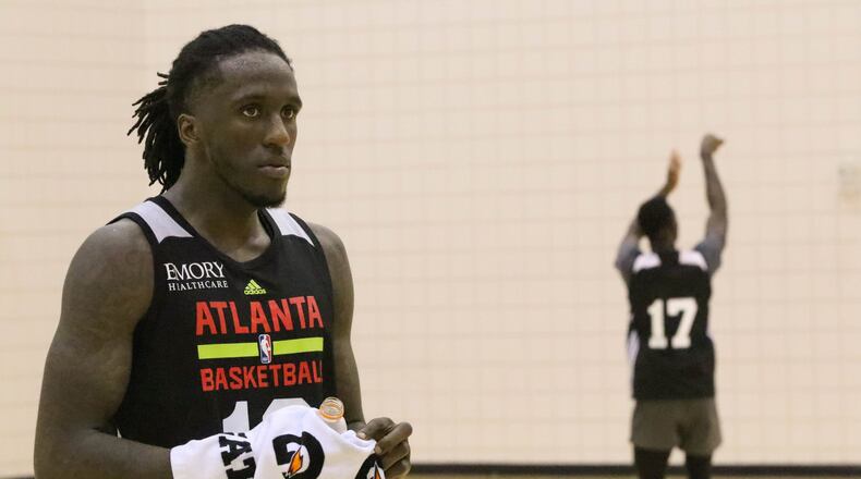 Taurean Prince during the Atlanta Hawks' training camp at Stegeman Coliseum in Athens, Georgia on Tuesday, Sept. 27, 2016. (Photo by Cory A. Cole)