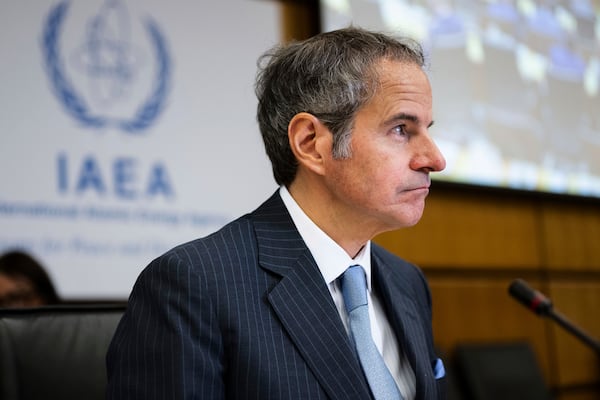 International Atomic Energy Agency (IAEA) Director General, Rafael Grossi, attends an IAEA Board of Governors meeting in Vienna, Austria, Wednesday, Nov. 22, 2023. (AP Photo/Michael Gruber)