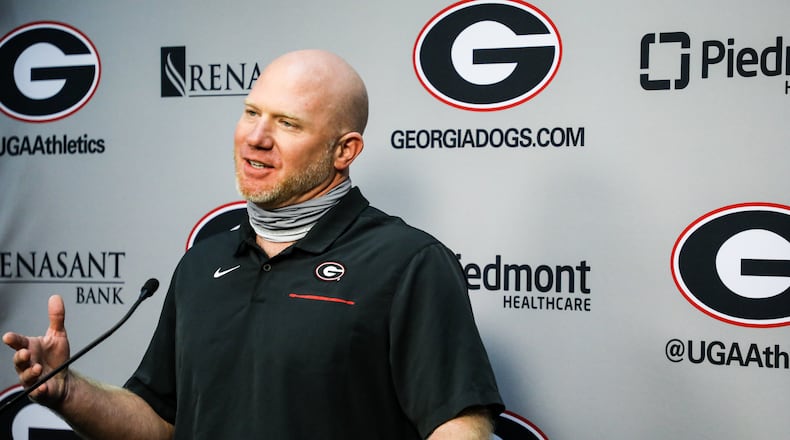 Georgia special-teams coordinator Scott Cochran during a video news conference at the Butts-Mehre Heritage Hall in Athens, Ga., on Friday, Aug. 21, 2020. (Photo by Tony Walsh)