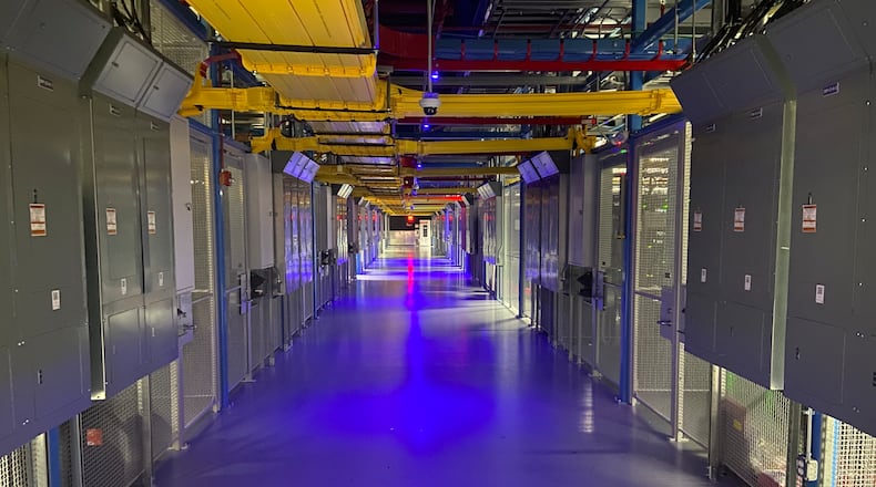 A data hall within Equinix's DC11 data center is shown in Washington, D.C., on Wednesday, April 2, 2025. There is no indication that Equinix is involved with Project Bunkhouse in Bartow County, but the company does operate multiple data centers in Georgia. (Zachary Hansen/AJC)