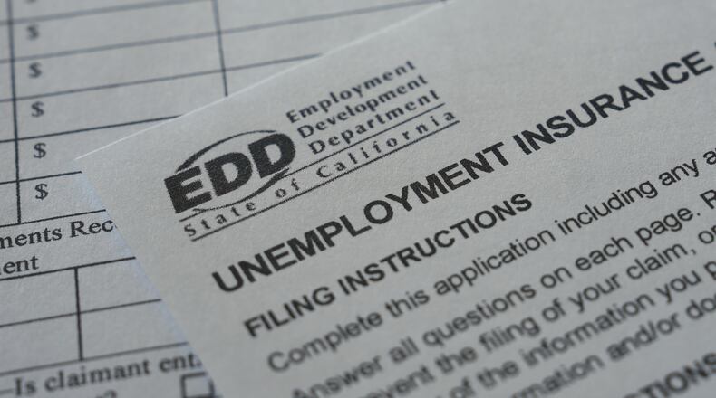 A California unemployment benefits form is shown Wednesday, July 8, 2026, in Detroit. (AP Photo/Paul Sancya)