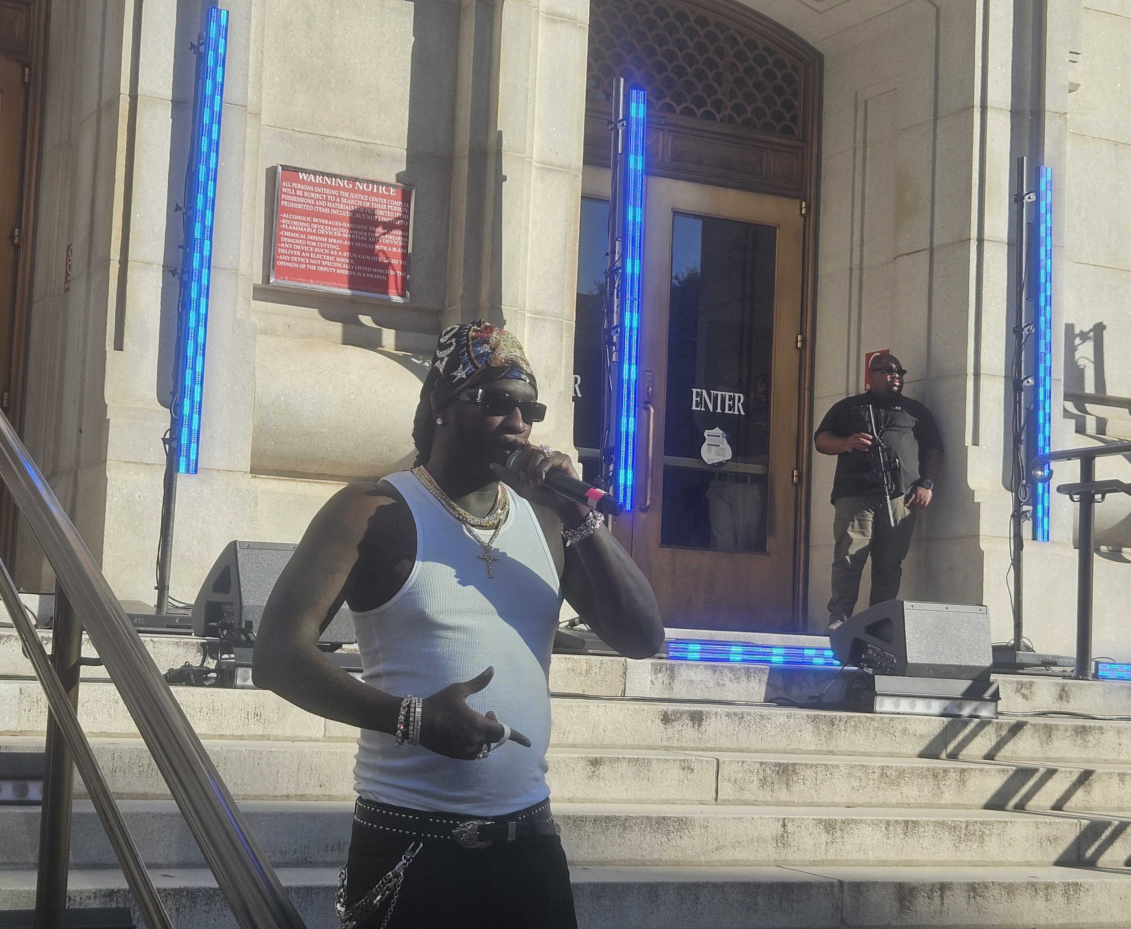 Young Thug performs at Fulton County courthouse in Atlanta